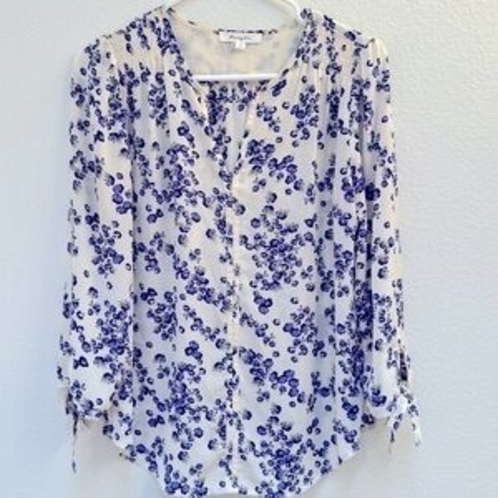 Chic Blue Floral Women's Blouse